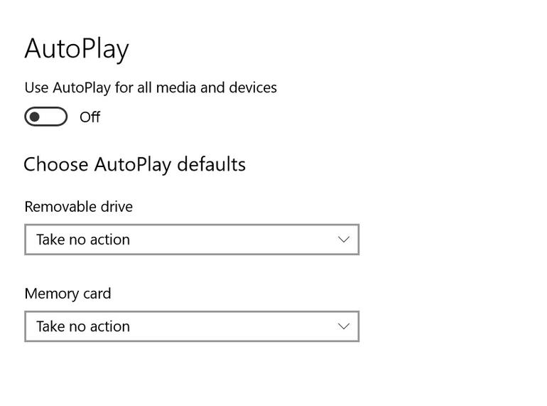 Disable the AutoPlay Option in Windows 10 Settings