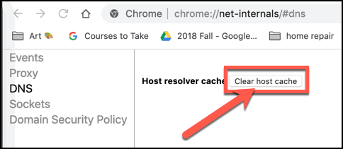 Clear Google Chrome Host Cache