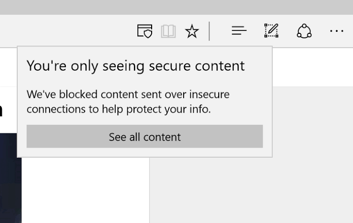 Enable Mixed Content in Microsoft Edge