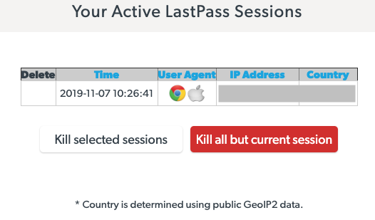 Kill Active LastPass Sessions