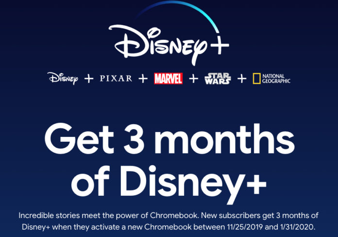 Redeem Free 3 Months Disney Plus Subscription with a new Chromebook