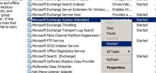 Restart Microsoft Exchange System Attendant Service