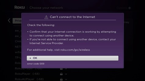 Roku Internet Connection Error