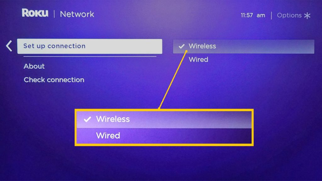 Roku wireless or wired connection