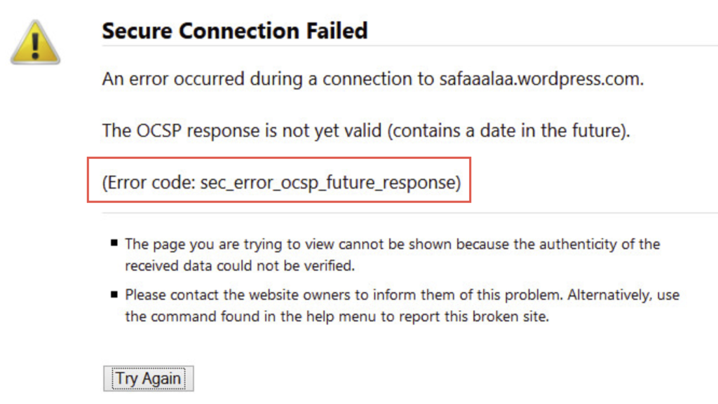 How to Fix SEC_ERROR_OCSP_FUTURE_RESPONSE Firefox Error