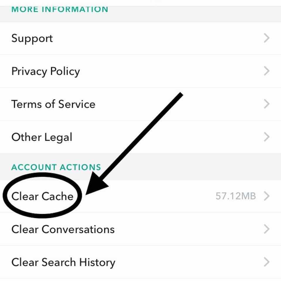 Clear Cache Snapchat