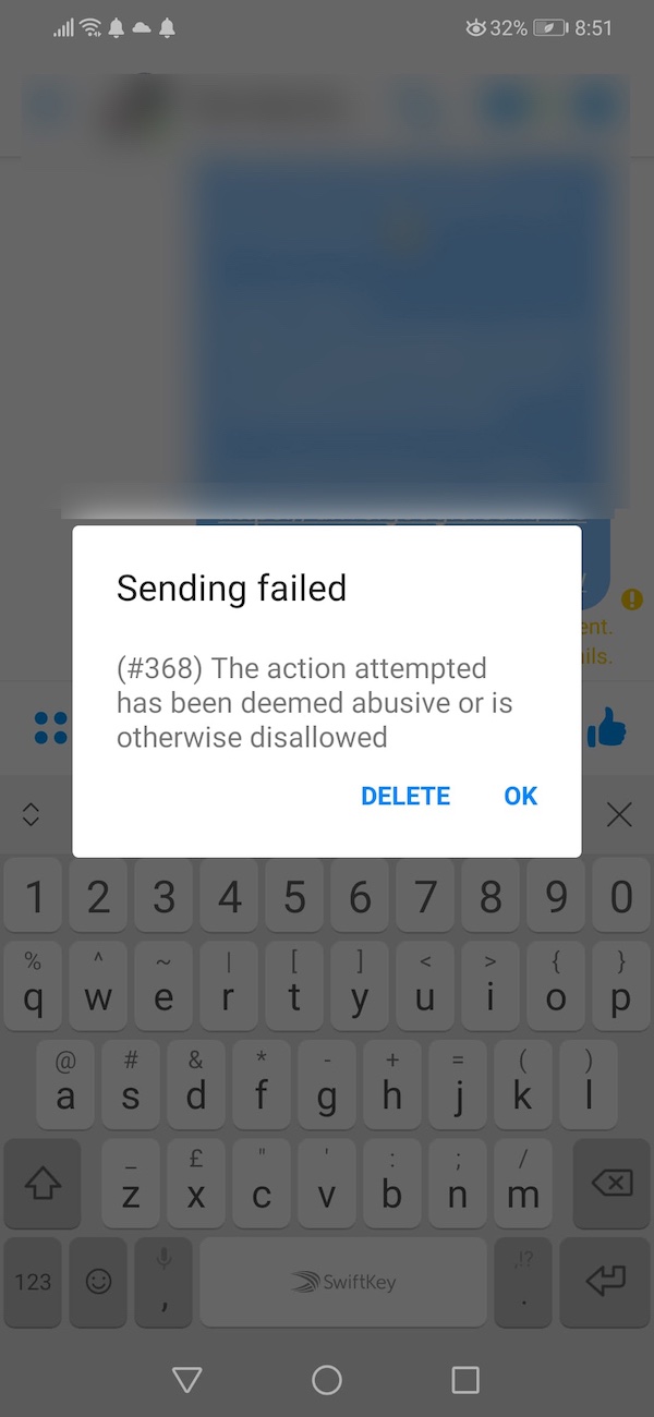 Fix Sending Failed Error 368 in Facebook Messenger