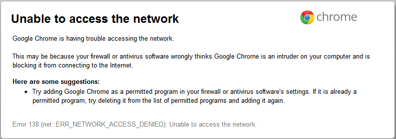 How to Fix Google Chrome Error 138