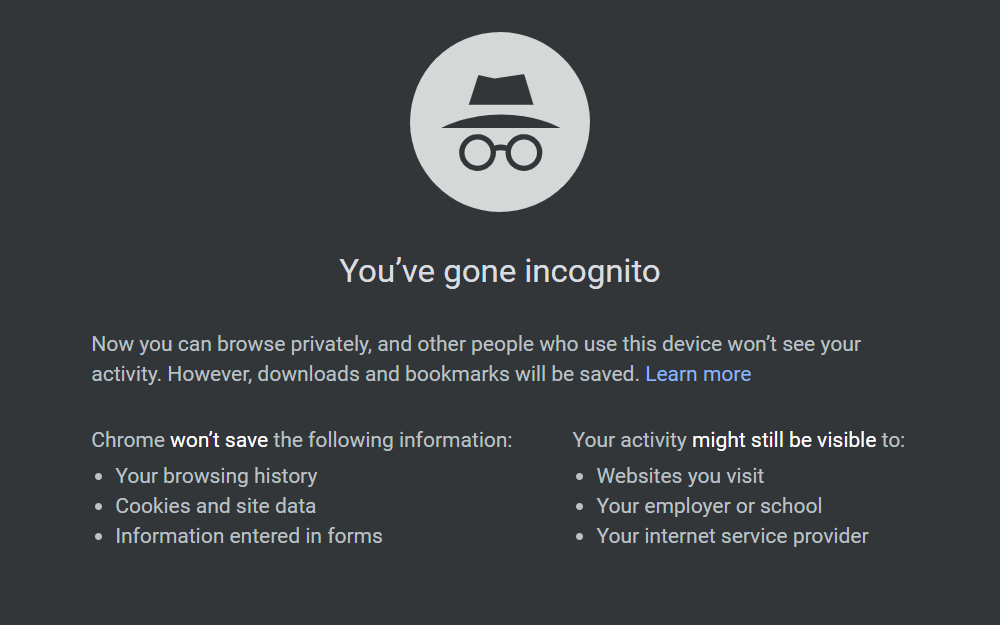 Incognito Window Google Chrome