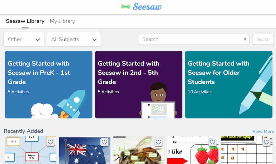Seesaw Activity Library