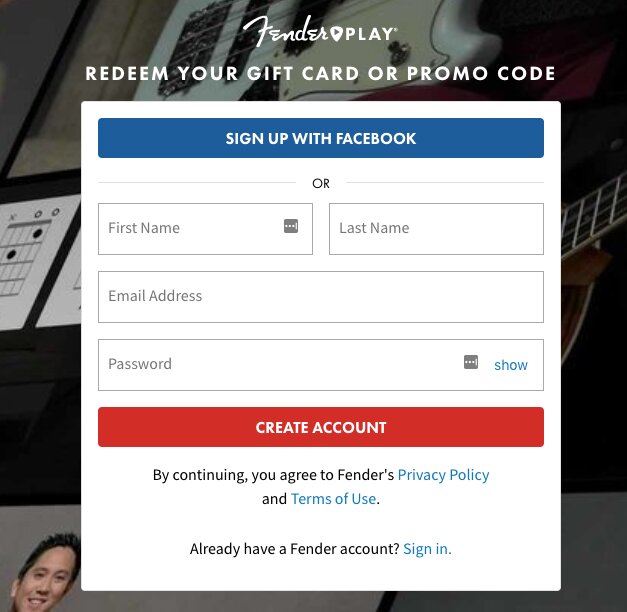 Sign up for Fender Play Free Trial
