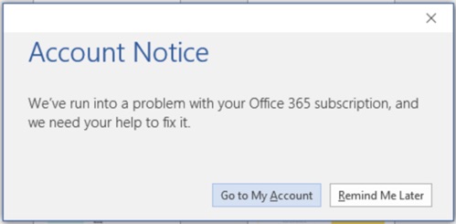 Account-Notice Office 365 Subscription
