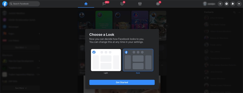 how to make facebook black mode