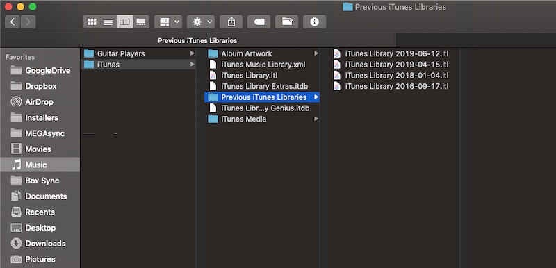 iTunes Library Files on Macos