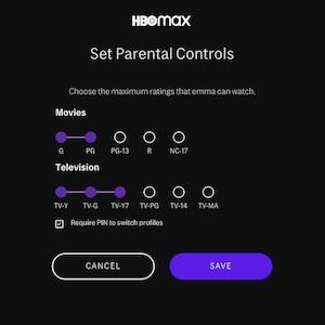 Set Parental Controls HBO Max