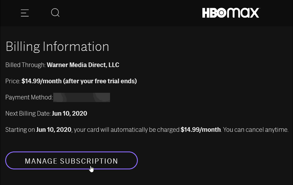 how to pay my hbo max bill