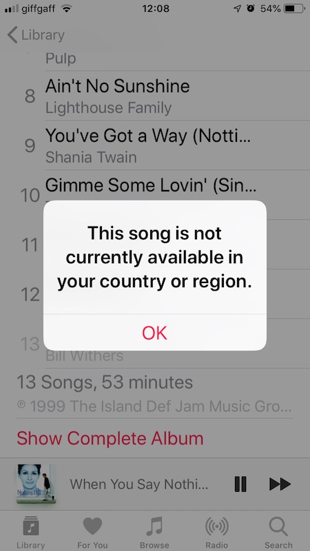 Apple Music Error: This Song Is Not Avail­able in Your Country or Region