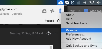 Pause and Resume Backup and Sync Google app on Mac or Windows 10