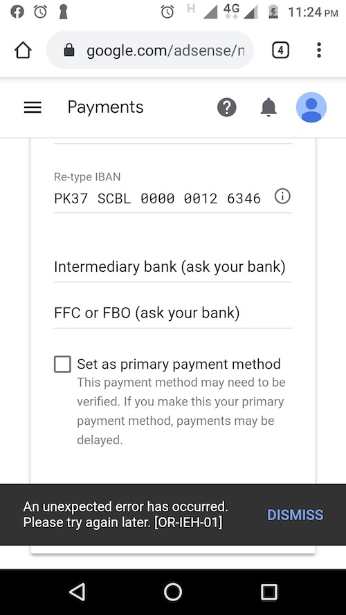 fix google payments error or ieh 01