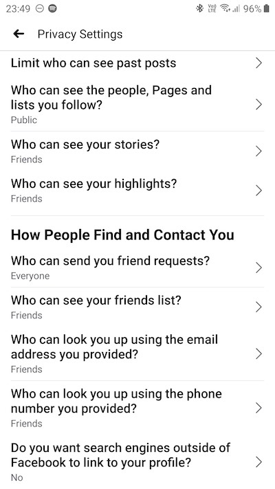 Update Facebook Privacy Settings on Android iOS