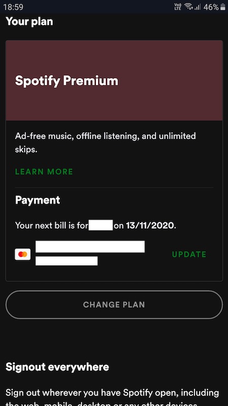 Cancel Spotify Premium on Android