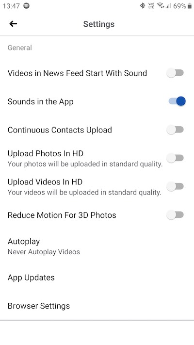 Turn Off Autoplaying Facebook Android App