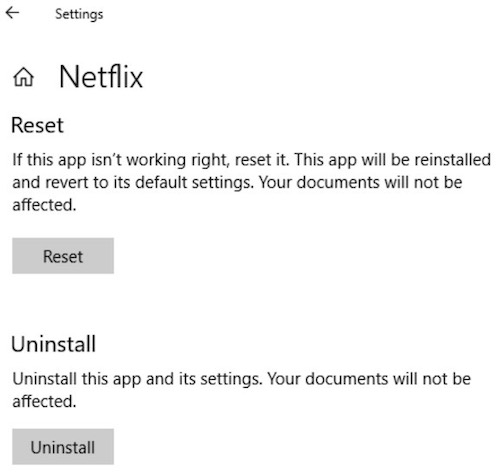 Reset Netflix Desktop App Data on Windows 10