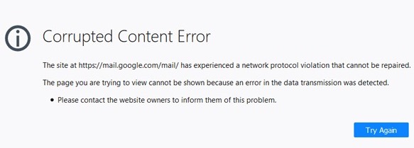 Fix Corrupted Content Error or Network Protocol Violation when Opening Gmail on Firefox