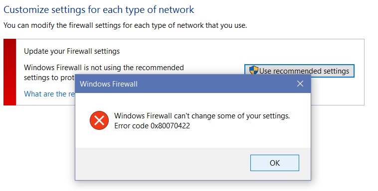 Windows-firewall-cant-change-some-of-your-settings-Error-code-0x80070422-Windows-10