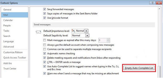 Removing All Email Addresses from Outlook Auto-Complete or Suggestions List