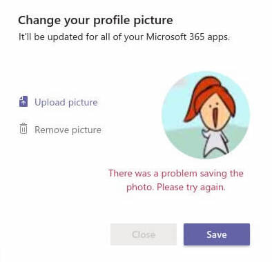 Fix There was a problem saving the photo Please try again Microsoft Teams Error