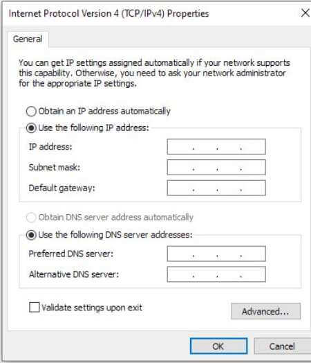 Obtain IP Address and DNS Server Address Automatically